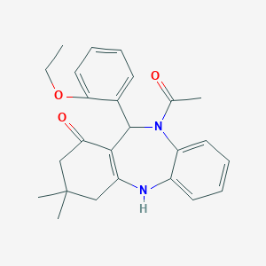 molecular formula C25H28N2O3 B442353 5-Acetyl-6-(2-ethoxyphenyl)-9,9-dimethyl-6,8,10,11-tetrahydrobenzo[b][1,4]benzodiazepin-7-one CAS No. 353772-50-6