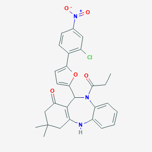 11-[5-(2-chloro-4-nitrophenyl)-2-furyl]-3,3-dimethyl-10-propionyl-2,3,4,5,10,11-hexahydro-1H-dibenzo[b,e][1,4]diazepin-1-one