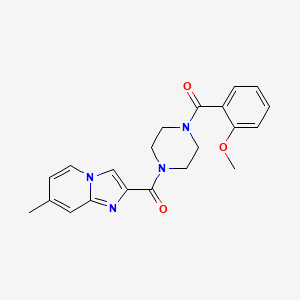 molecular formula C21H22N4O3 B4423802 2-{[4-(2-methoxybenzoyl)-1-piperazinyl]carbonyl}-7-methylimidazo[1,2-a]pyridine trifluoroacetate 