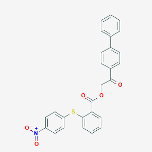 molecular formula C27H19NO5S B442402 2-(Biphenyl-4-yl)-2-oxoethyl 2-[(4-nitrophenyl)sulfanyl]benzoate 