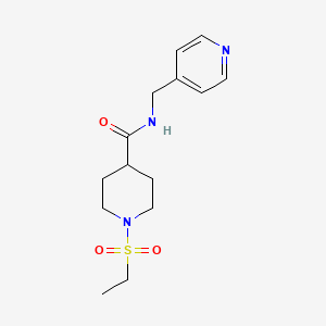 molecular formula C14H21N3O3S B4424110 1-(ethylsulfonyl)-N-(pyridin-4-ylmethyl)piperidine-4-carboxamide 