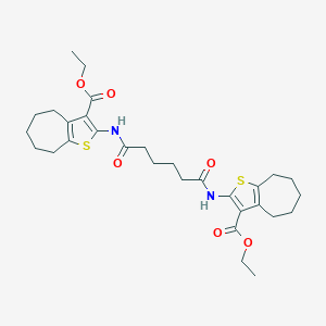 molecular formula C30H40N2O6S2 B442415 diethyl 2,2'-[(1,6-dioxohexane-1,6-diyl)diimino]bis(5,6,7,8-tetrahydro-4H-cyclohepta[b]thiophene-3-carboxylate) 