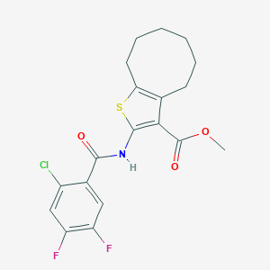 molecular formula C19H18ClF2NO3S B442418 Methyl 2-[(2-chloro-4,5-difluorobenzoyl)amino]-4,5,6,7,8,9-hexahydrocycloocta[b]thiophene-3-carboxylate 