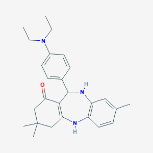 molecular formula C26H33N3O B442423 11-[4-(diethylamino)phenyl]-3,3,8-trimethyl-2,3,4,5,10,11-hexahydro-1H-dibenzo[b,e][1,4]diazepin-1-one 