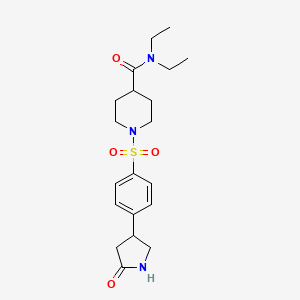 molecular formula C20H29N3O4S B4424325 N,N-DIETHYL-1-[4-(5-OXOPYRROLIDIN-3-YL)BENZENESULFONYL]PIPERIDINE-4-CARBOXAMIDE 