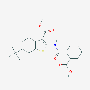 molecular formula C22H31NO5S B442452 2-({[6-Tert-butyl-3-(methoxycarbonyl)-4,5,6,7-tetrahydro-1-benzothien-2-yl]amino}carbonyl)cyclohexanecarboxylic acid 