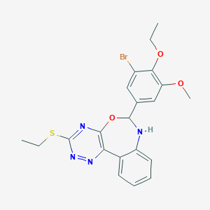 molecular formula C21H21BrN4O3S B442467 6-(3-Bromo-4-ethoxy-5-methoxyphenyl)-3-(ethylsulfanyl)-6,7-dihydro[1,2,4]triazino[5,6-d][3,1]benzoxazepine 