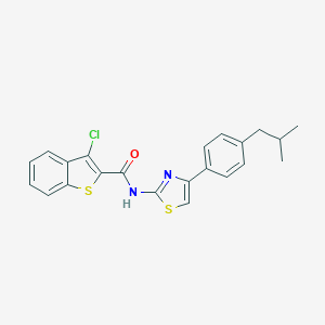 molecular formula C22H19ClN2OS2 B442481 3-chloro-N-[4-(4-isobutylphenyl)-1,3-thiazol-2-yl]-1-benzothiophene-2-carboxamide 
