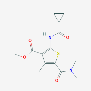 molecular formula C14H18N2O4S B442498 Methyl 2-[(cyclopropylcarbonyl)amino]-5-(dimethylcarbamoyl)-4-methylthiophene-3-carboxylate 
