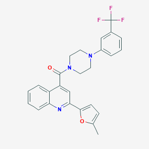 molecular formula C26H22F3N3O2 B442500 2-(5-Methyl-2-furyl)-4-({4-[3-(trifluoromethyl)phenyl]-1-piperazinyl}carbonyl)quinoline 