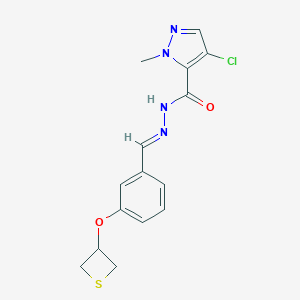 molecular formula C15H15ClN4O2S B442523 4-chloro-1-methyl-N'-[3-(3-thietanyloxy)benzylidene]-1H-pyrazole-5-carbohydrazide 