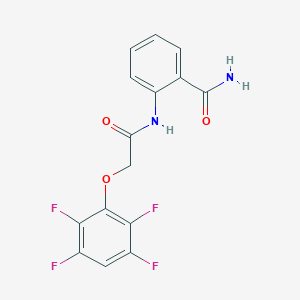 molecular formula C15H10F4N2O3 B442550 2-{[(2,3,5,6-Tetrafluorophenoxy)acetyl]amino}benzamide 