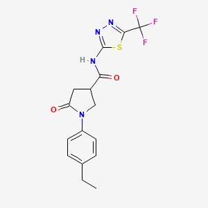 molecular formula C16H15F3N4O2S B4425511 1-(4-ethylphenyl)-5-oxo-N-[5-(trifluoromethyl)-1,3,4-thiadiazol-2-yl]pyrrolidine-3-carboxamide 