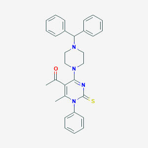 1-{4-[4-(DIPHENYLMETHYL)PIPERAZIN-1-YL]-6-METHYL-1-PHENYL-2-SULFANYLIDENE-1,2-DIHYDROPYRIMIDIN-5-YL}ETHAN-1-ONE