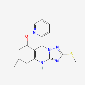 6,6-dimethyl-2-(methylsulfanyl)-9-(pyridin-2-yl)-5,6,7,9-tetrahydro[1,2,4]triazolo[5,1-b]quinazolin-8(4H)-one