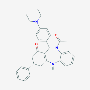 molecular formula C31H33N3O2 B442567 10-acetyl-11-[4-(diethylamino)phenyl]-3-phenyl-2,3,4,5,10,11-hexahydro-1H-dibenzo[b,e][1,4]diazepin-1-one 