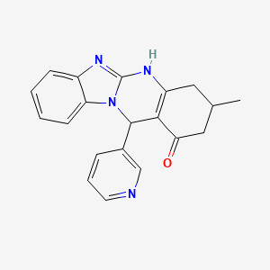 molecular formula C20H18N4O B4425735 3-methyl-12-(3-pyridinyl)-3,4,5,12-tetrahydrobenzimidazo[2,1-b]quinazolin-1(2H)-one 