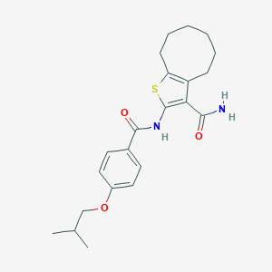 molecular formula C22H28N2O3S B442575 2-[(4-Isobutoxybenzoyl)amino]-4,5,6,7,8,9-hexahydrocycloocta[b]thiophene-3-carboxamide 
