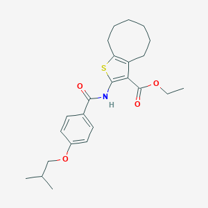 molecular formula C24H31NO4S B442577 Ethyl 2-[(4-isobutoxybenzoyl)amino]-4,5,6,7,8,9-hexahydrocycloocta[b]thiophene-3-carboxylate 