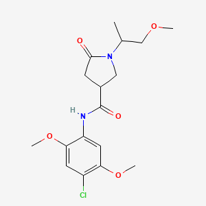 molecular formula C17H23ClN2O5 B4425837 N-(4-chloro-2,5-dimethoxyphenyl)-1-(1-methoxypropan-2-yl)-5-oxopyrrolidine-3-carboxamide 