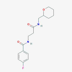 molecular formula C16H21FN2O3 B4425870 4-fluoro-N-{3-oxo-3-[(tetrahydro-2H-pyran-2-ylmethyl)amino]propyl}benzamide 