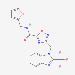 molecular formula C17H12F3N5O3 B4425884 N-(2-furylmethyl)-3-{[2-(trifluoromethyl)-1H-benzimidazol-1-yl]methyl}-1,2,4-oxadiazole-5-carboxamide 