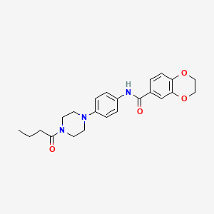 molecular formula C23H27N3O4 B4425974 N-[4-(4-butyryl-1-piperazinyl)phenyl]-2,3-dihydro-1,4-benzodioxine-6-carboxamide 