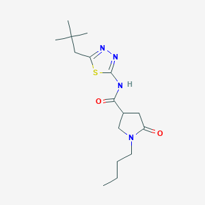 molecular formula C16H26N4O2S B4426022 1-butyl-N-[5-(2,2-dimethylpropyl)-1,3,4-thiadiazol-2-yl]-5-oxopyrrolidine-3-carboxamide 