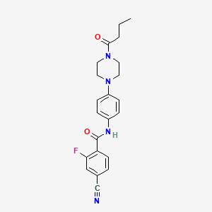 molecular formula C22H23FN4O2 B4426100 N-[4-(4-butyryl-1-piperazinyl)phenyl]-4-cyano-2-fluorobenzamide 