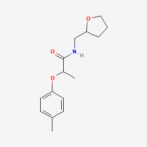 molecular formula C15H21NO3 B4426114 2-(4-methylphenoxy)-N-(tetrahydro-2-furanylmethyl)propanamide 