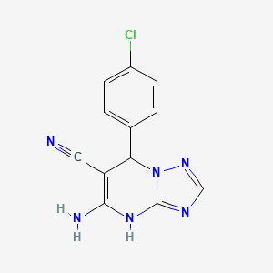 molecular formula C12H9ClN6 B4426155 5-amino-7-(4-chlorophenyl)-4,7-dihydro[1,2,4]triazolo[1,5-a]pyrimidin-6-yl cyanide 