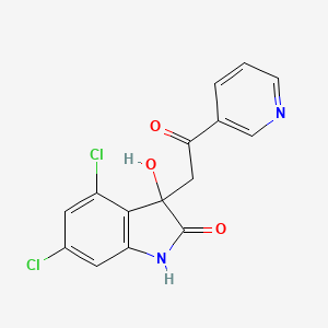 molecular formula C15H10Cl2N2O3 B4426189 4,6-DICHLORO-3-HYDROXY-3-[2-OXO-2-(PYRIDIN-3-YL)ETHYL]-2,3-DIHYDRO-1H-INDOL-2-ONE 