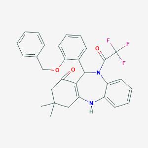 molecular formula C30H27F3N2O3 B442620 9,9-Dimethyl-6-(2-phenylmethoxyphenyl)-5-(2,2,2-trifluoroacetyl)-6,8,10,11-tetrahydrobenzo[b][1,4]benzodiazepin-7-one CAS No. 371129-20-3