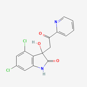 molecular formula C15H10Cl2N2O3 B4426267 4,6-dichloro-3-hydroxy-3-[2-oxo-2-(2-pyridinyl)ethyl]-1,3-dihydro-2H-indol-2-one 