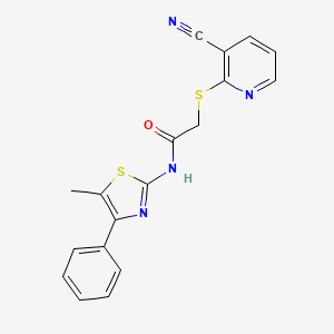 2-[(3-cyano-2-pyridinyl)thio]-N-(5-methyl-4-phenyl-1,3-thiazol-2-yl)acetamide