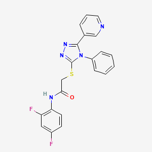 molecular formula C21H15F2N5OS B4426369 N-(2,4-DIFLUOROPHENYL)-2-{[4-PHENYL-5-(PYRIDIN-3-YL)-1,2,4-TRIAZOL-3-YL]SULFANYL}ACETAMIDE 