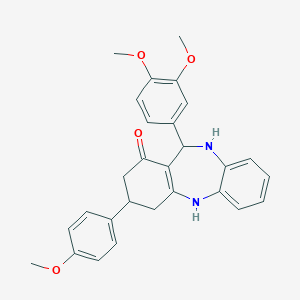 molecular formula C28H28N2O4 B442638 6-(3,4-Dimethoxyphenyl)-9-(4-methoxyphenyl)-5,6,8,9,10,11-hexahydrobenzo[b][1,4]benzodiazepin-7-one CAS No. 312621-97-9
