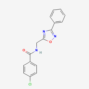 molecular formula C16H12ClN3O2 B4426398 4-chloro-N-[(3-phenyl-1,2,4-oxadiazol-5-yl)methyl]benzamide 