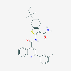 molecular formula C31H33N3O2S B442642 N-[3-carbamoyl-6-(2-methylbutan-2-yl)-4,5,6,7-tetrahydro-1-benzothiophen-2-yl]-2-(3-methylphenyl)quinoline-4-carboxamide 