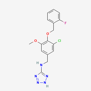 molecular formula C16H15ClFN5O2 B4426437 N-{3-chloro-4-[(2-fluorobenzyl)oxy]-5-methoxybenzyl}-2H-tetrazol-5-amine 