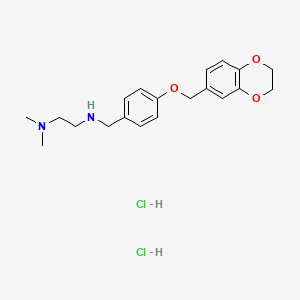 molecular formula C20H28Cl2N2O3 B4426497 N-[[4-(2,3-dihydro-1,4-benzodioxin-6-ylmethoxy)phenyl]methyl]-N',N'-dimethylethane-1,2-diamine;dihydrochloride 