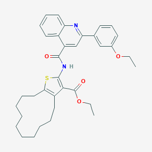 molecular formula C35H40N2O4S B442652 Ethyl 2-({[2-(3-ethoxyphenyl)-4-quinolinyl]carbonyl}amino)-4,5,6,7,8,9,10,11,12,13-decahydrocyclododeca[b]thiophene-3-carboxylate 