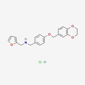 molecular formula C21H22ClNO4 B4426556 [4-(2,3-dihydro-1,4-benzodioxin-6-ylmethoxy)benzyl](2-furylmethyl)amine hydrochloride 