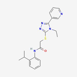 molecular formula C20H23N5OS B4426557 2-{[4-ethyl-5-(pyridin-3-yl)-4H-1,2,4-triazol-3-yl]sulfanyl}-N-[2-(propan-2-yl)phenyl]acetamide CAS No. 573669-55-3