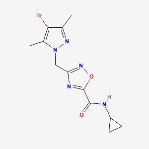 molecular formula C12H14BrN5O2 B4426605 3-[(4-bromo-3,5-dimethyl-1H-pyrazol-1-yl)methyl]-N-cyclopropyl-1,2,4-oxadiazole-5-carboxamide 