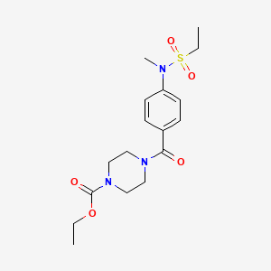 molecular formula C17H25N3O5S B4426641 ethyl 4-{4-[(ethylsulfonyl)(methyl)amino]benzoyl}-1-piperazinecarboxylate 