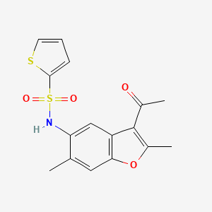 molecular formula C16H15NO4S2 B4426668 N-(3-acetyl-2,6-dimethyl-1-benzofuran-5-yl)-2-thiophenesulfonamide 