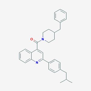 molecular formula C32H34N2O B442667 4-[(4-Benzyl-1-piperidinyl)carbonyl]-2-(4-isobutylphenyl)quinoline 