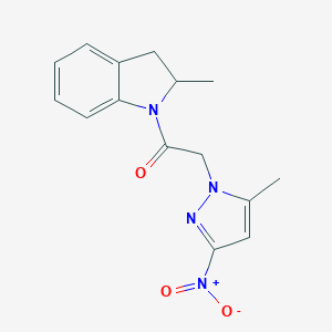 molecular formula C15H16N4O3 B442670 1-({3-nitro-5-methyl-1H-pyrazol-1-yl}acetyl)-2-methylindoline 