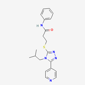 molecular formula C20H23N5OS B4426703 3-{[4-(2-methylpropyl)-5-(pyridin-4-yl)-4H-1,2,4-triazol-3-yl]sulfanyl}-N-phenylpropanamide 